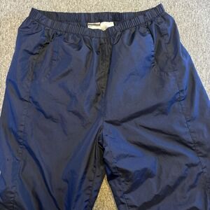 Vintage 80s Nike Track Pants Men's S Swoosh Windbreaker Nylon Navy Joggers Gym
